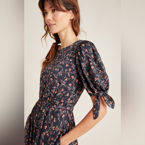 Anthropologie Rebecca Taylor Scarlett Tie-Sleeve Floral Mini Dress - Medium - Picture 3 of 14
